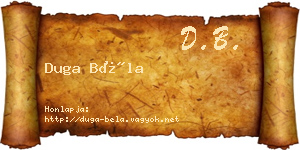 Duga Béla névjegykártya